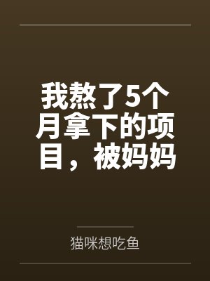我熬了5个月拿下的项目,被妈妈送给了初中学历的新人